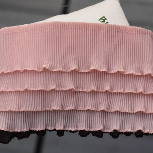 Peach 4-layer fold lace fabric skirt pleated curtain bed skirt doll clothes lace trim diy clothes accessories Vertical measureme