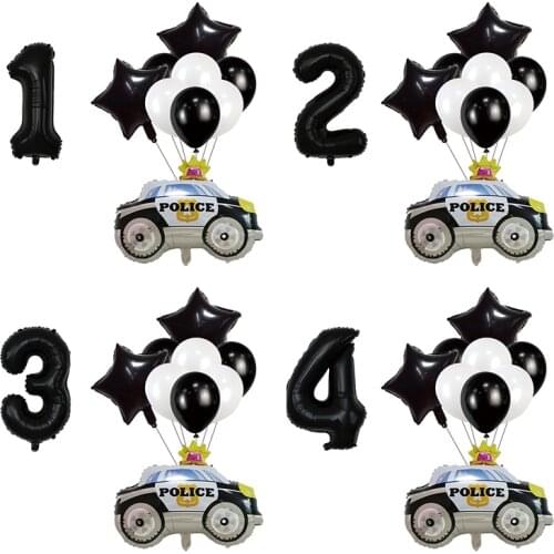 7PCS Cartoon Balloon Car Aluminum Foil Balloon Number Childrens Toy Balloon Gift Birthday Party Decoration Kids S2