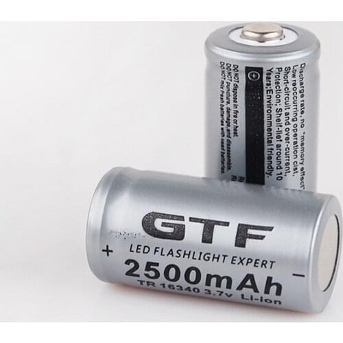Rechargeable battery pack gtf, 3.7v, 2500mah, 16340, li-ion, cr123a