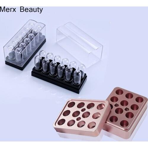 1 Set 12 Holes 9.3mm Sliver/Gold/Purple High Gloss Aluminum Lipstick Mold Shape Fill Mould Double Makeup Tool Kits Hot Packing