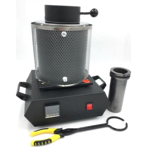 Diy 220V Automatic 2kg Melting Furnace Silver Gold Pour Bar with Graphite Crucible
