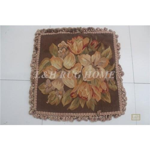 Free Shipping 22"x22" Aubusson woolen cushion 100% New Zealand Wool handmade pillow for home decoration, NO INSERTION