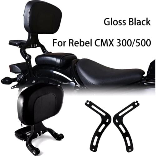Gloss Black Fixed Mount&Driver Passenger Backrest For Honda 2017-2020 Rebel CMX 300 500 Models