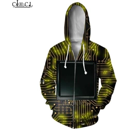 HX 2021 Popular Electronic Chip Zipper Hoodies Men Women 3D Print Hip Hop Jogging Harajuku Hot Selling Fashion Casual Tops