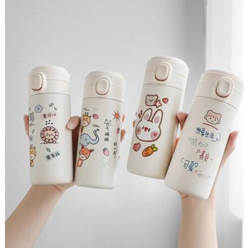 Ins wind card illustration pea cup portable elastic lid-type small fresh student cup girl heart mug with hand cup 895