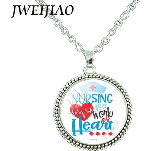 JWEIJIAO Nurse Doctor Necklace Stethoscope, Pill,Medical Box,Syringes Picture Pendant Necklace Thanks Nurse Nursing Jewelry DO57