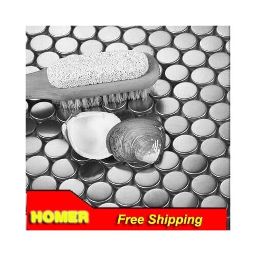 Round 304 Stainless Steel Metal Mosaic Tile Silver White Color Metal Mosaic For Kitchen Backsplash Wall Tiles