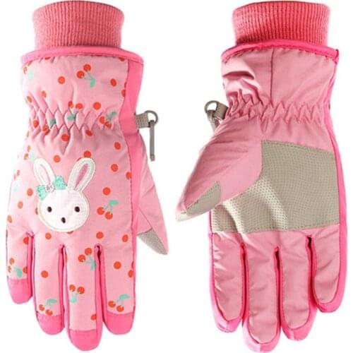 Skiing Gloves Kids Winter Warmest Waterproof Snow Ski Gloves Mittens Extended Wrist for Boys Girls Princess Children Youth