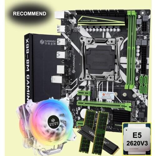 HUANANZHI X99-8M M-ATX Motherboard with 512G NVMe SSD Processor Xeon E5 2620 V3 CPU Radiator Big Brand RAM 16G(2*8G) DDR4 RECC