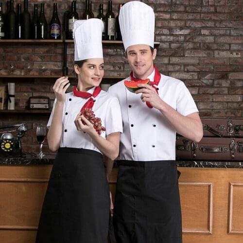 Men and Women Short Sleeve Master Chef Uniform Shirt Catering Restaurant Bakery Canteen Kitchen Cook Jacket Barber Shop Workwear