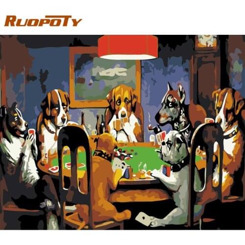 RUOPOTY Acrylic Painting By Numbers For Adults With Frame 60*75 Dog Animals Picture By Number DIY Gift Wall Artcraft Home Decor