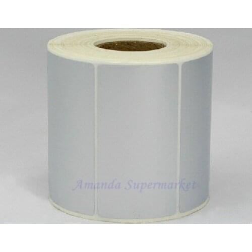 Sticker label 100*60 mm 500pcs/Roll Thermal Transfer Silver PET Label Waterproof Tearproof Oilproof Barcode Label