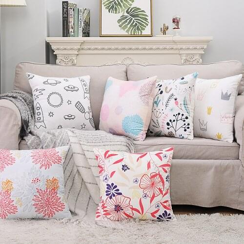 Free Shipping 40*60/30*50cm Polyester Super Soft Velour Flower And Cartoon Printing Cushion Cover HT-PSVPC-A/B