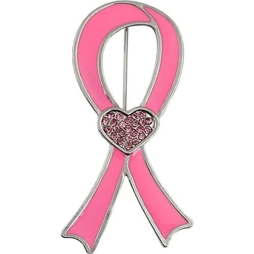 1Pcs Cheap Alloy Enamel Pink Ribbon Breast Cancer Awareness Bowknot Brooch Pin Promotional Gift Wholesale