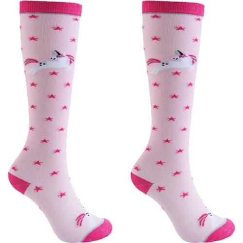 Cute Horse Riding Socks For Girls Kids Equestrian Long Socks Horse Rider Equipments 2 Pair/Pack Outdoor Sports Children Socks