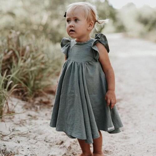 New Kids Dresses For Girls Princess Dresses Summer Kids Girl Pure Color Dress Sleeveless Dress 1-6Years Old