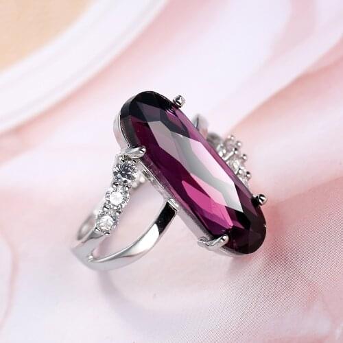 NEW 925 sterling silver Rings green/purple Long Elliptic Section 2017 Engagement CZ Rings For Women Latest Design