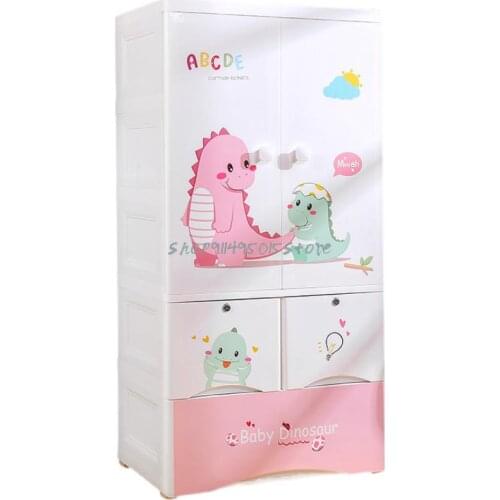 Extra Large 66cm Double Door Childrens Wardrobe Small Wardrobe Baby Home Bedroom Baby Storage Cabinet Hanging Wardrobe