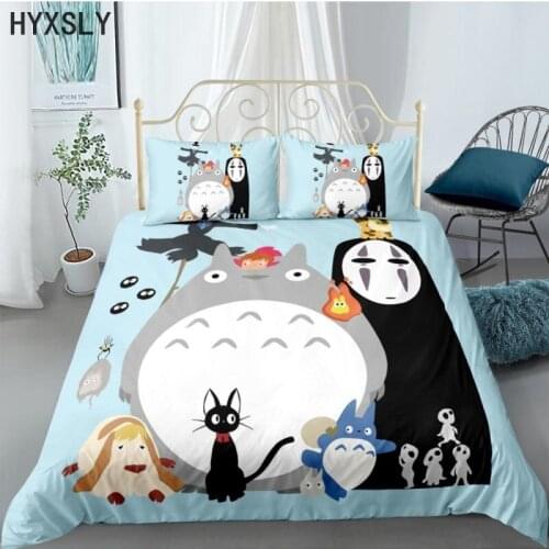 Spirited Away Duvet Cover 3D Printed Totoro Howls Moving Castle For Kids Cute Pillowcase Comforter Bedding Queen King Double