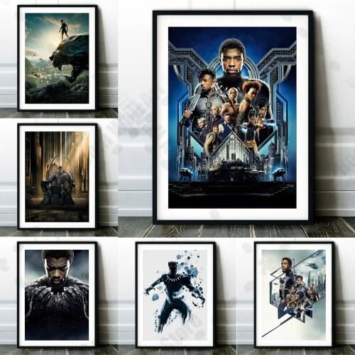 Marvel Superhero Black Panther Movie Poster Disney Avengers Character Canvas Painting Wall Film Art Living Room Home Decoration