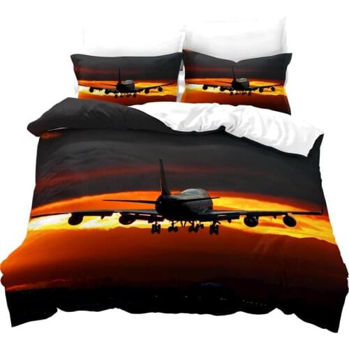 Dropshipping SINGLE only 1 Pillowcase Airplane Pattern Queen Size Bedding For Boys Aircraft Duvet Cover Set Bedding Planes P02