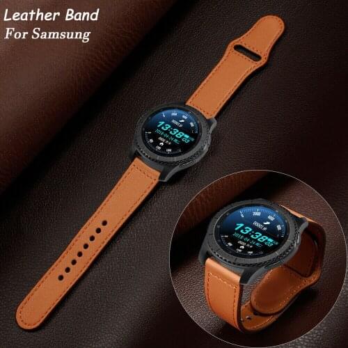 20mm 22mm Leather Band For Samsung Galaxy watch Active 2 strap Gear S3 Frontier bracelet Huawei GT/2/Pro Galaxy 3 45mm/42mm/46mm
