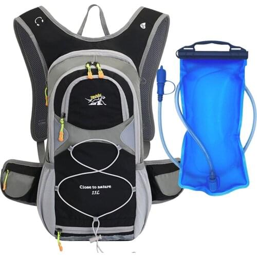15L Outdoor Sports Cycling Camping Backpack Hiking Running Bike Riding Hydration Water Bag Pack Bladder Knapsack with Helmet Net