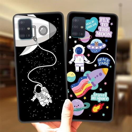 Planet Space Astronaut Bear Silicone Case Cover For Samsung A52 A72 A51 A71 A50 A70 A02 A12 A42 A32 A31 A21S A41 A40 A30 A20 A11