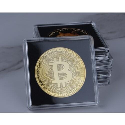 40mm Thick Bitcoin Gold Coin With Premium Square Box Litecoin Eth XRP Dogecoin Ripple TRX Cryptocurrency Metal Coin