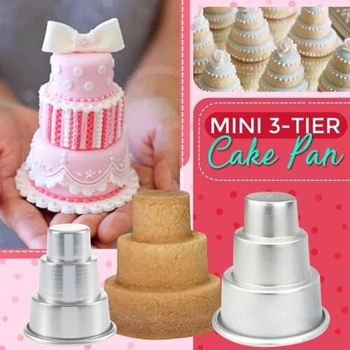 Three Layers Mini Cake Stand Muffin Pudding Mousse Cake Mold Aluminum Alloy Can Pan Pastry Baking Mould Cake Decorating Tools