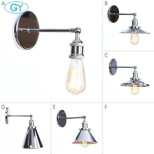 Chrome Finish Vintage Industrial Wall Light Loft Metal E27 Wall Sconce Retro Deco Stair Hallway Balcony Bathroom Vanity Lighting