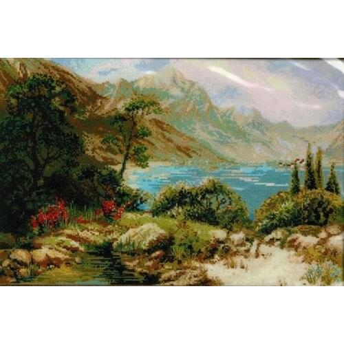 2021 Drop Shipping Embroidery Mountain Lake Funny Cross Stitch Memes with 100% Cotton Floss &Free Shipping for Home Decor & Gift