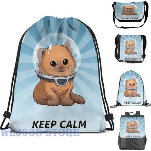Funny graphic print shoulder Bags women Subnautica Keep Calm Kitty Single shoulder backpack travel for men Gym Bag