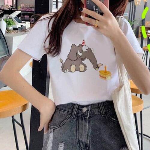 New fashion t shirt 2021 Elephant print short sleeve round neck casual loose women Korean style hot T-shirt tops tee