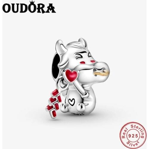 925 Sterling Silver 2021 Years Mascot Cute Ox Charm Fit Original Pandora Charms Bracelet Beads 925 Silver Jewelry Berloque