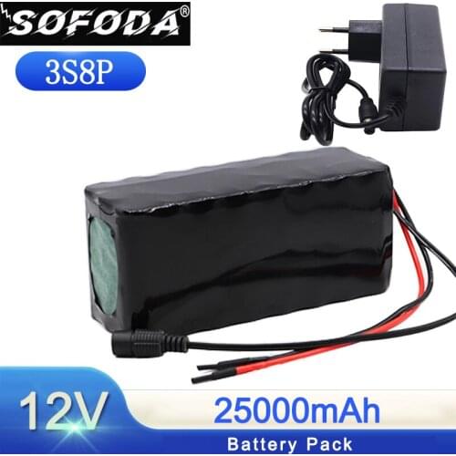 100% Original 18650 Battery pack Large capacity 12v 25ah 18650 lithium battery protection board 12v 25000mAh capacity + Charger