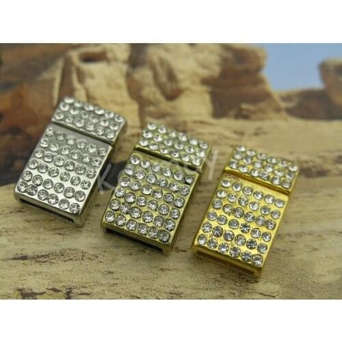 2CLR--10 Sets 10.0X2.5mm Magnetic Clasp With Clear Rhinestones For Leather Cord--CLP1159