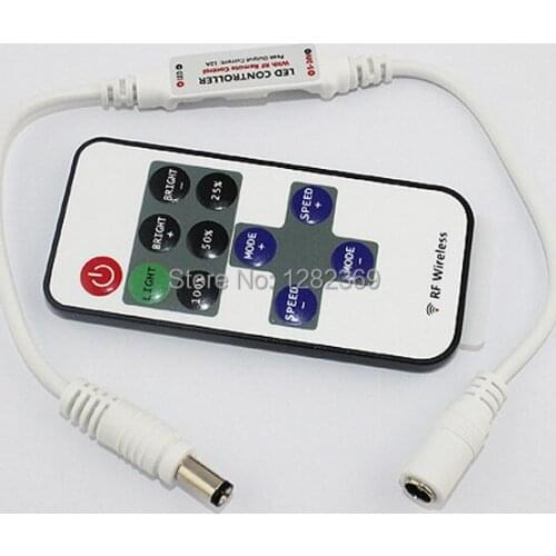 30Pcs/lot DC 5V 12V 24V 12A RF Remote Controller 11 Keys Mini Dimmer For Led Single Color Strip