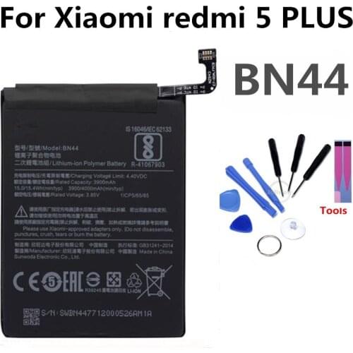 BN44 Mobile Phone Battery For Xiaomi Redmi 5 PLUS redmi5 PLUS Real Capacity 4000mAh Replacement Li-ion Battery