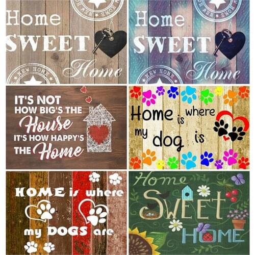 EverShine 5D DIY Diamond Embroidery Text Diamond Mosaic Sweet Home Picture Of Rhinestones Wall Art Painting Heart Handicraft