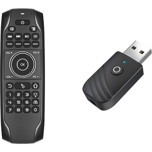 Bluetooth 5.0 Audio Receiver Transmitter with Bluetooth 5.0 G7BTS Gyroscope Backlit IR Learning Air Mouse Remote Control