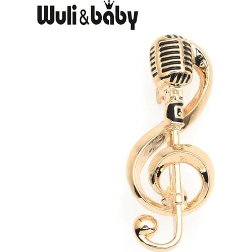 Wuli&baby Alloy Gold Color Microphone Music Note Brooches For Women And Men New Years Gifts