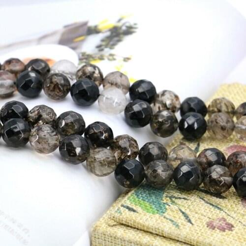 8mm black multicolor watermelon tourmaline faceted round loose beads 15" 2pc/lot DIY fit women jewelry making