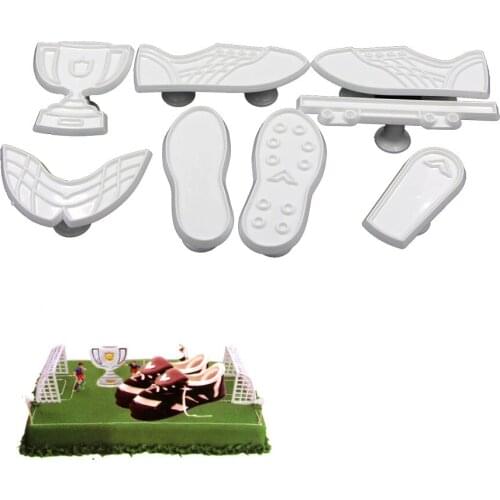 DIY 8PCS Cake Decorating Tools Plastic Fondant Cutter To Create Worldcup Soccer Boot Trophy Football Sugarpaste Craft Cake Mold