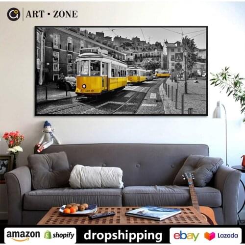 ART ZONE Nordic Creativity City Bus Photography Retro prints Wall Art Canvas posters Artwork Livingroom bedroom dens Home Decor