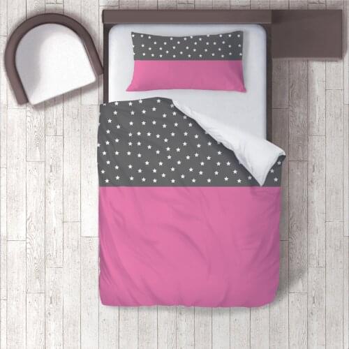 Duvet Cover Set Bedding Set Pillow Case for Baby and Kids Room 3D Printed Pink Black Stars Model 1397
