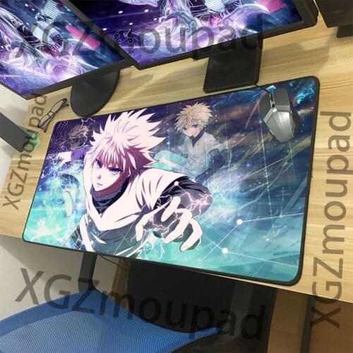 XGZ Lightning Killer Killua Zoldyck Anime Custom Large Gaming Computer Desk Mat Black Lock Edge Hunter Mouse Pad Rubber Non-slip