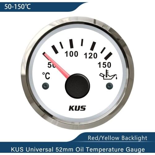 KUS Universal 52mm(2") Car Oil Temp Temperature Gauge Sensor Meter Indicator 50-150℃ 12V 24V Automotive Waterproof