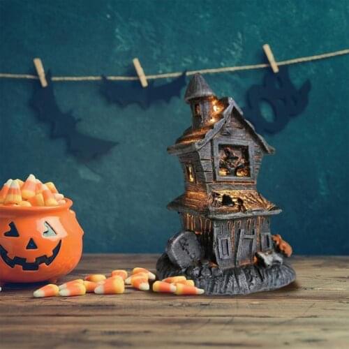 Halloween Mini Haunted House Light Ornament Skull Pumpkin House Led Lamp Luminous Spooky Decoration For Home Party Supplies