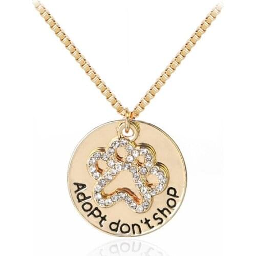 Fashion Jewelry New Creative Letter Adopt don't Shop Hollow Dog Claw Pendant Necklace Of High Quality Gifts 2 Color Options